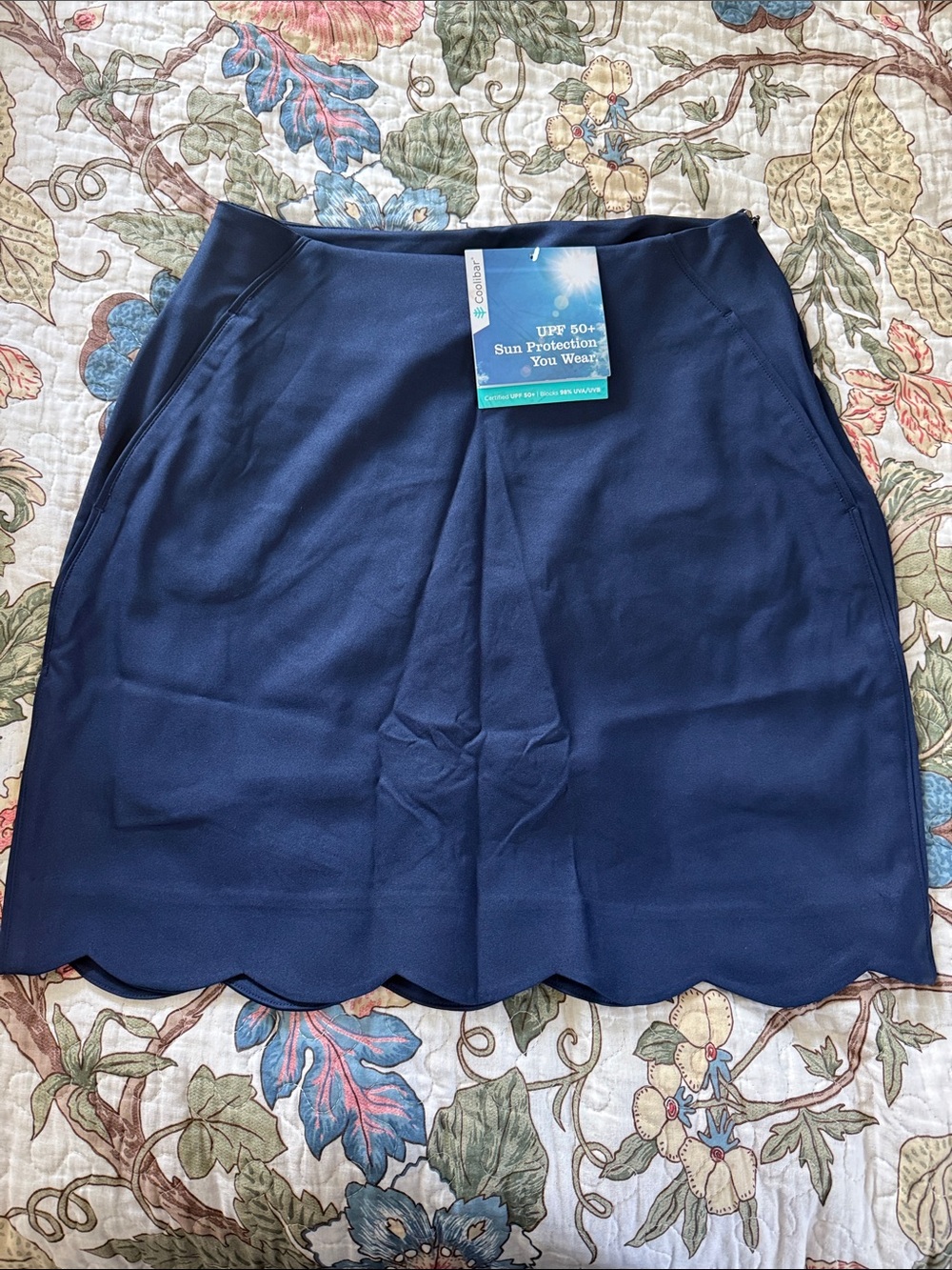 Coolibar Navy Scalloped Hem  Skort